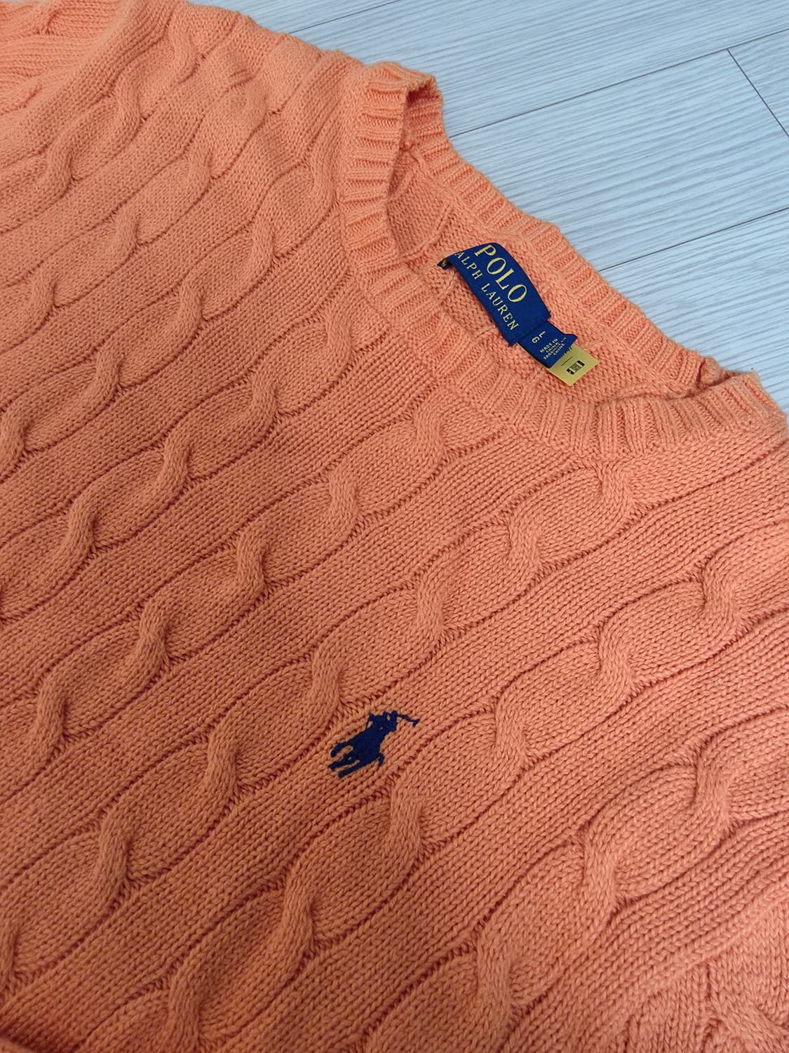 폴로 꽈배기 니트 오렌지 L 상품이미지2