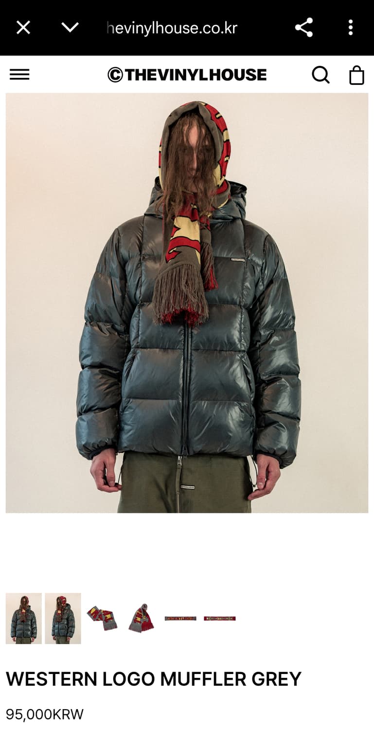 더바이닐하우스 WESTERN LOGO MUFFLER GREY 상품이미지2