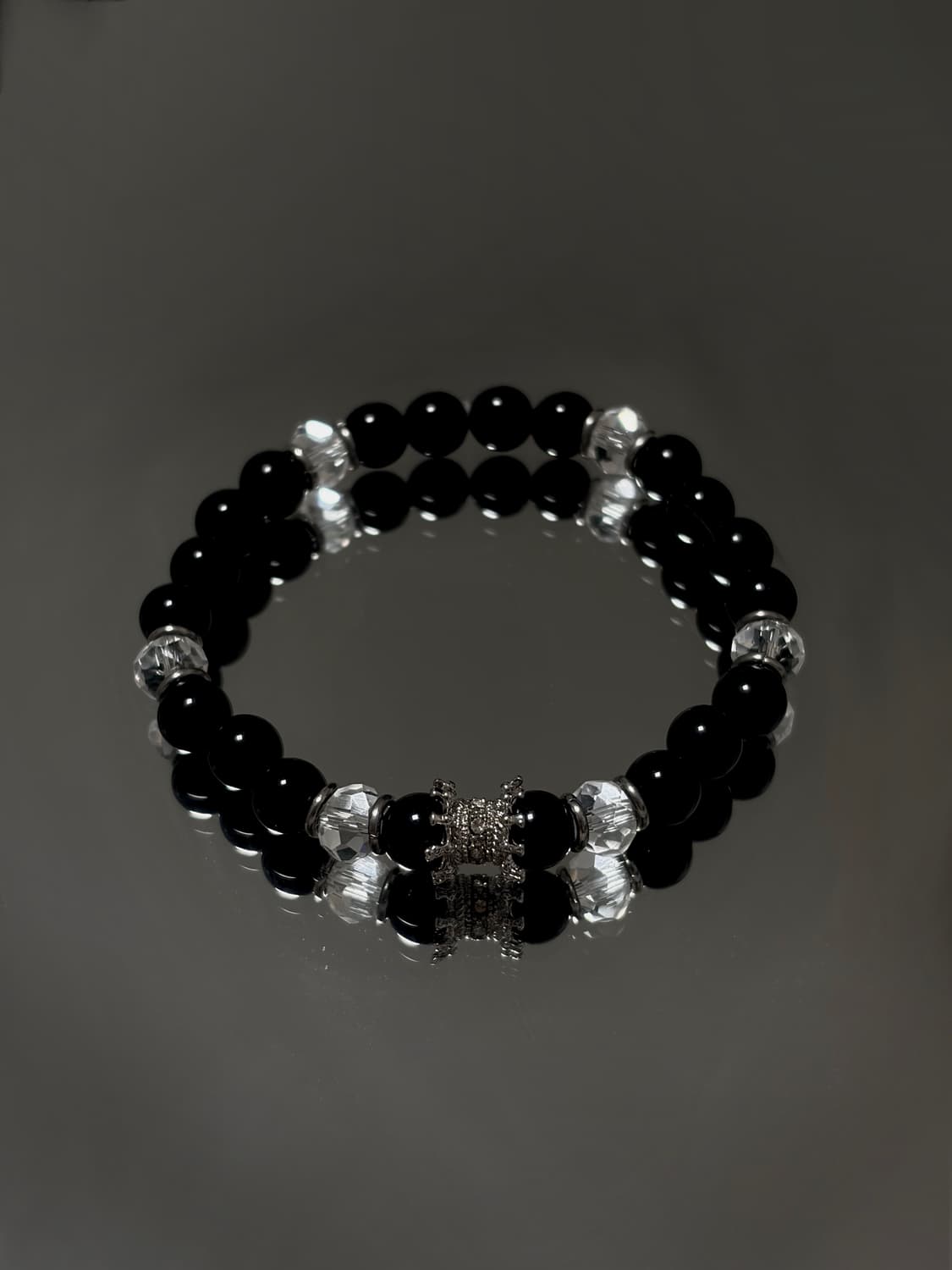 써지컬 윤슬 포인트 블랙 밴딩 염주 팔찌 상품이미지4