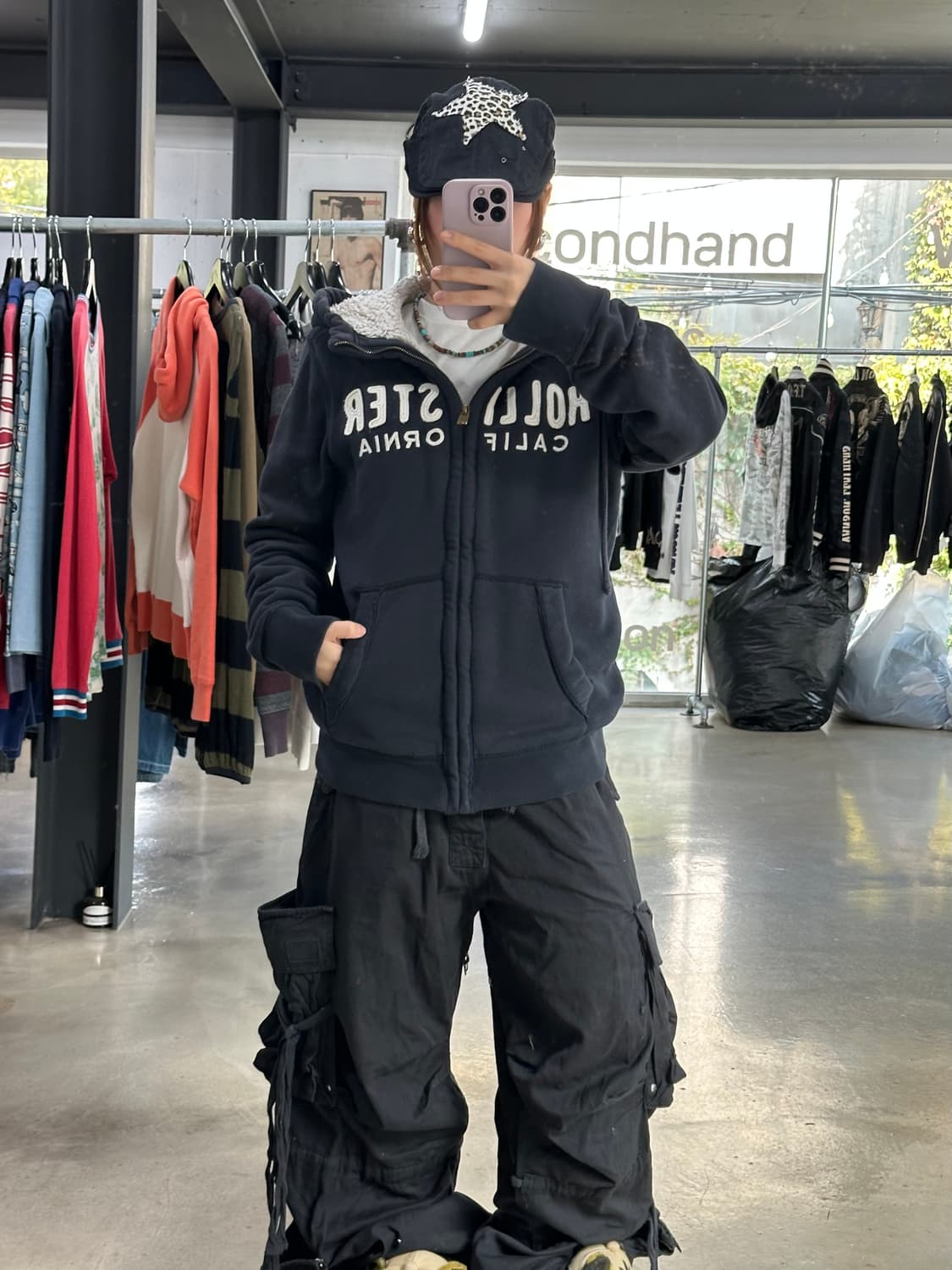 홀리스터 울프죠 양털 후드집업 상품이미지2