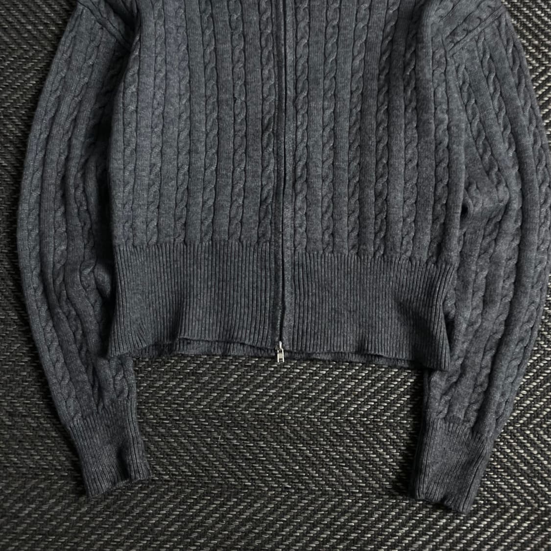 TWEE 빈티지 꽈배기 니트 집업 그레이 y 3672 상품이미지3