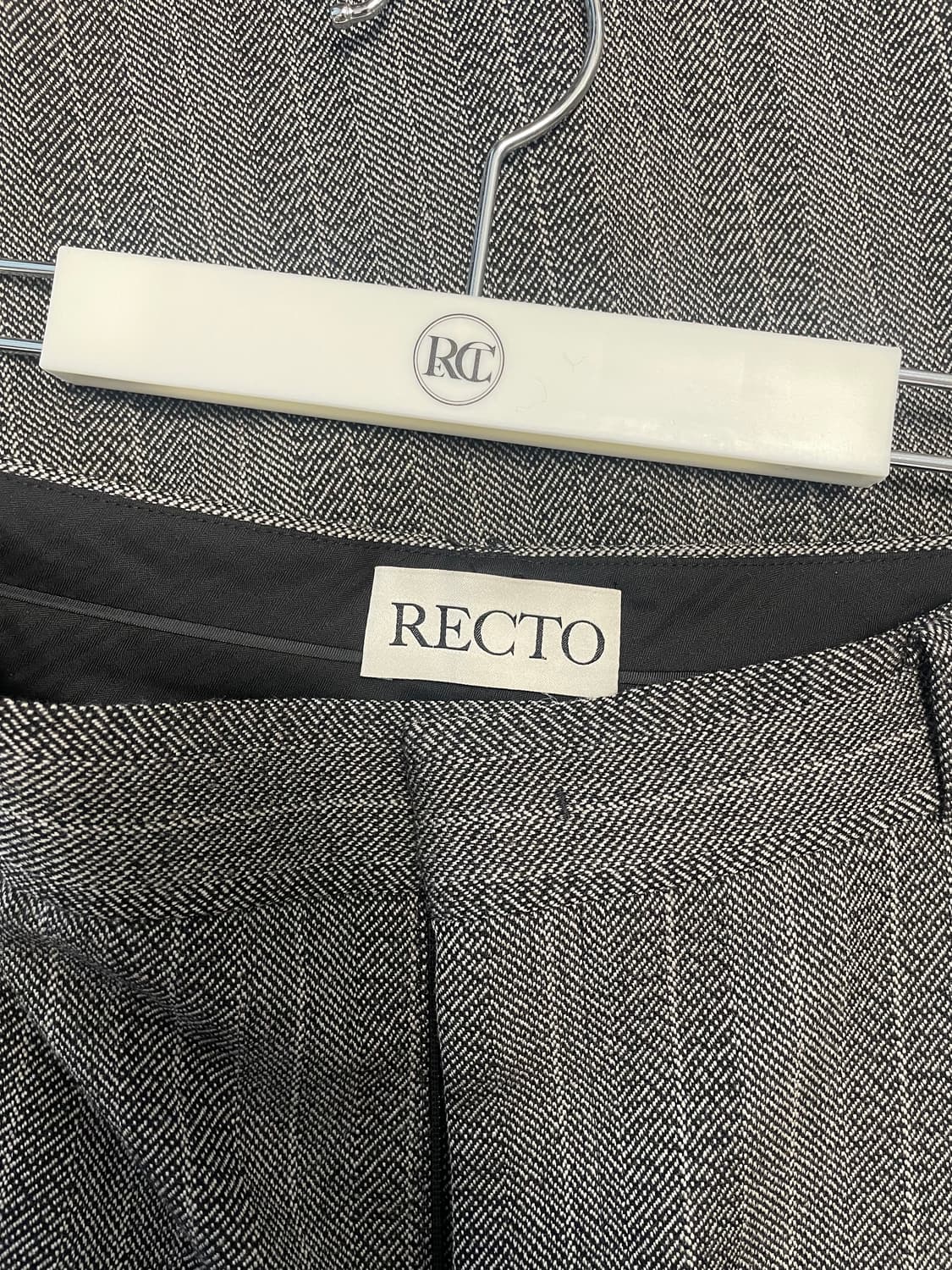 렉토 브로큰 헤링본 투턱 와이드핏 팬츠 s 상품이미지4