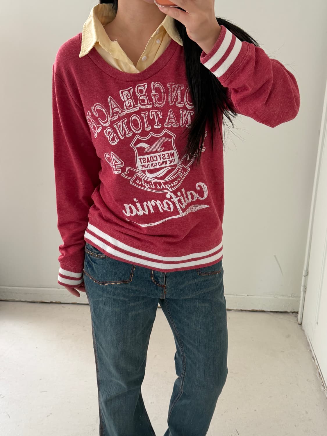 일본빈티지 y2k 레이어드 카라스웻 상품이미지2