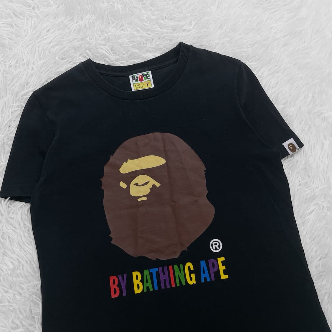 베이프 Bape 빅 사루 레인보우 반팔티 블랙 상품이미지3