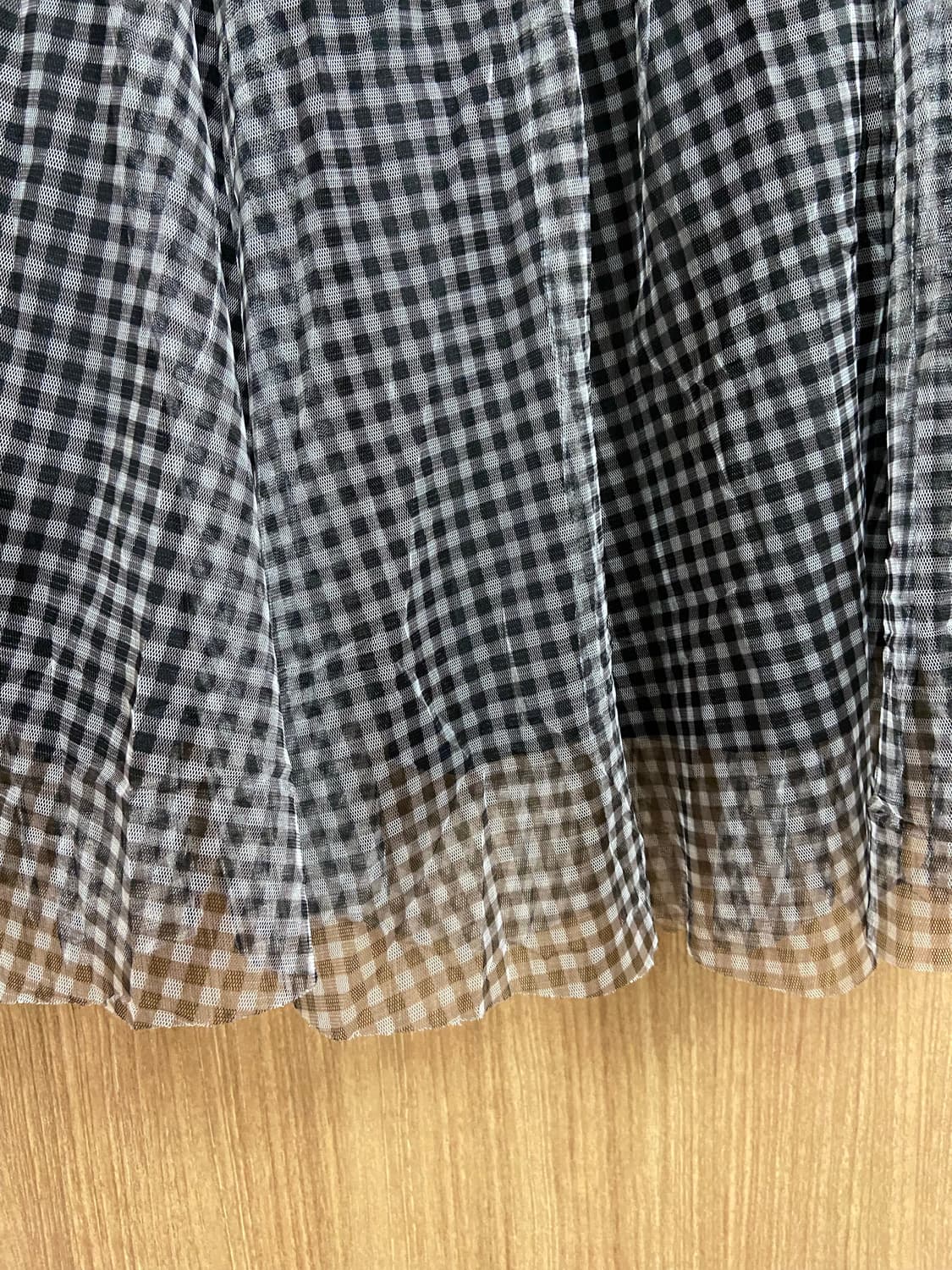 재팬빈티지 김엄 체크 롱 샤스커트 블랙 상품이미지3