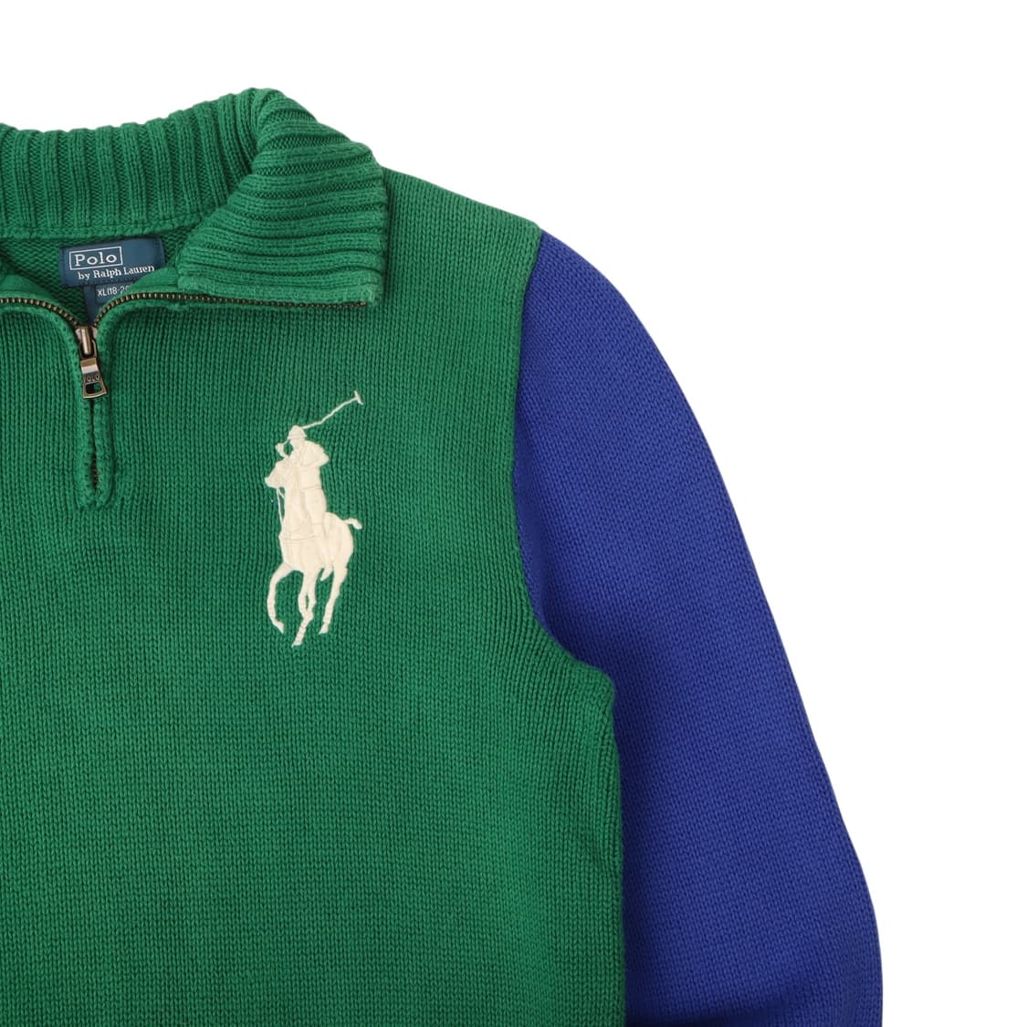폴로 랄프로렌 빅포니 그린 투톤 하프집 니트 상품이미지3
