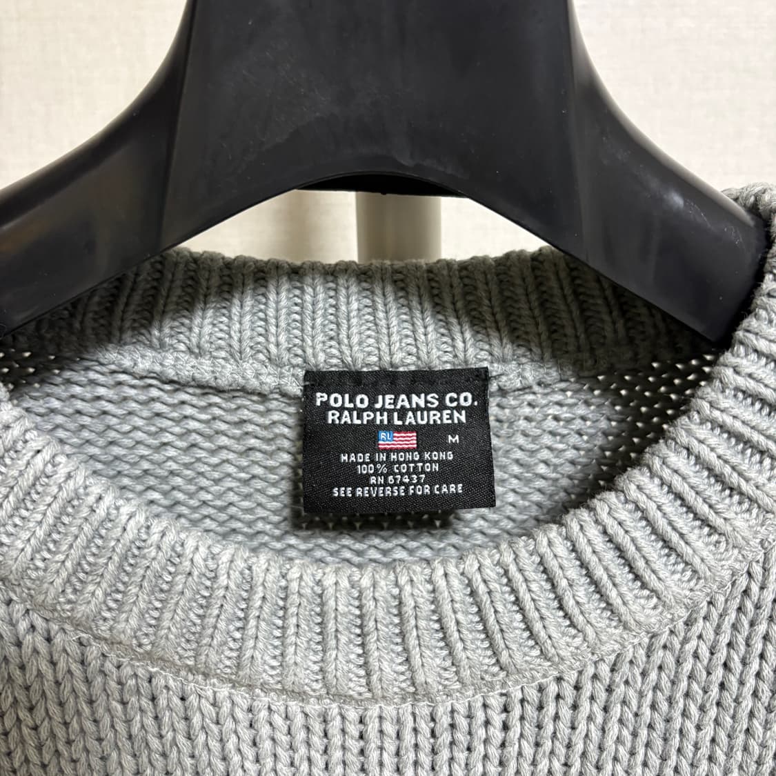 폴로 진스 성조기 코튼 니트 / 그레이, M 상품이미지4