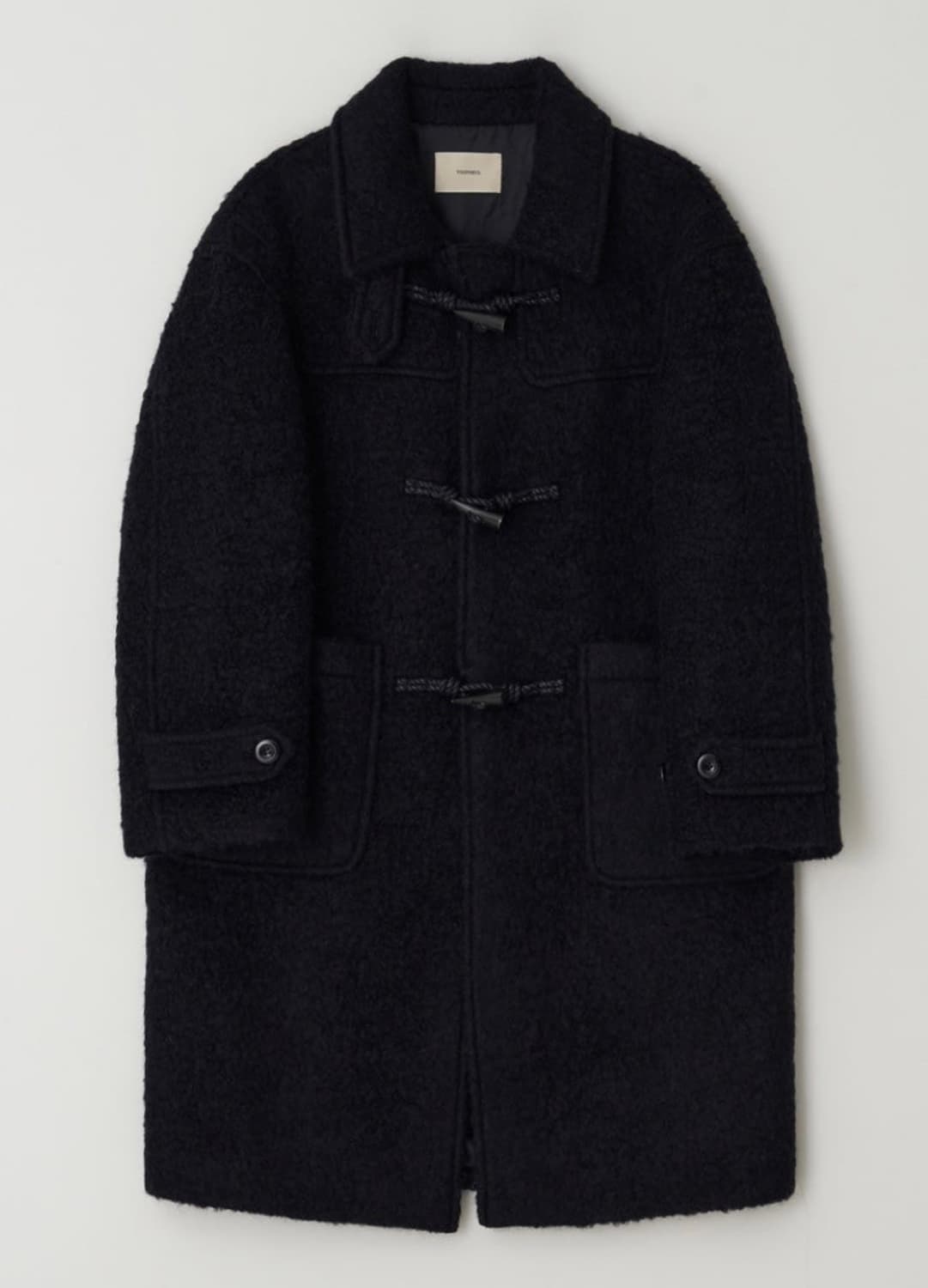 (1회착용) 윤슬샵 모헤어 더플코트 블랙네이비 상품이미지1