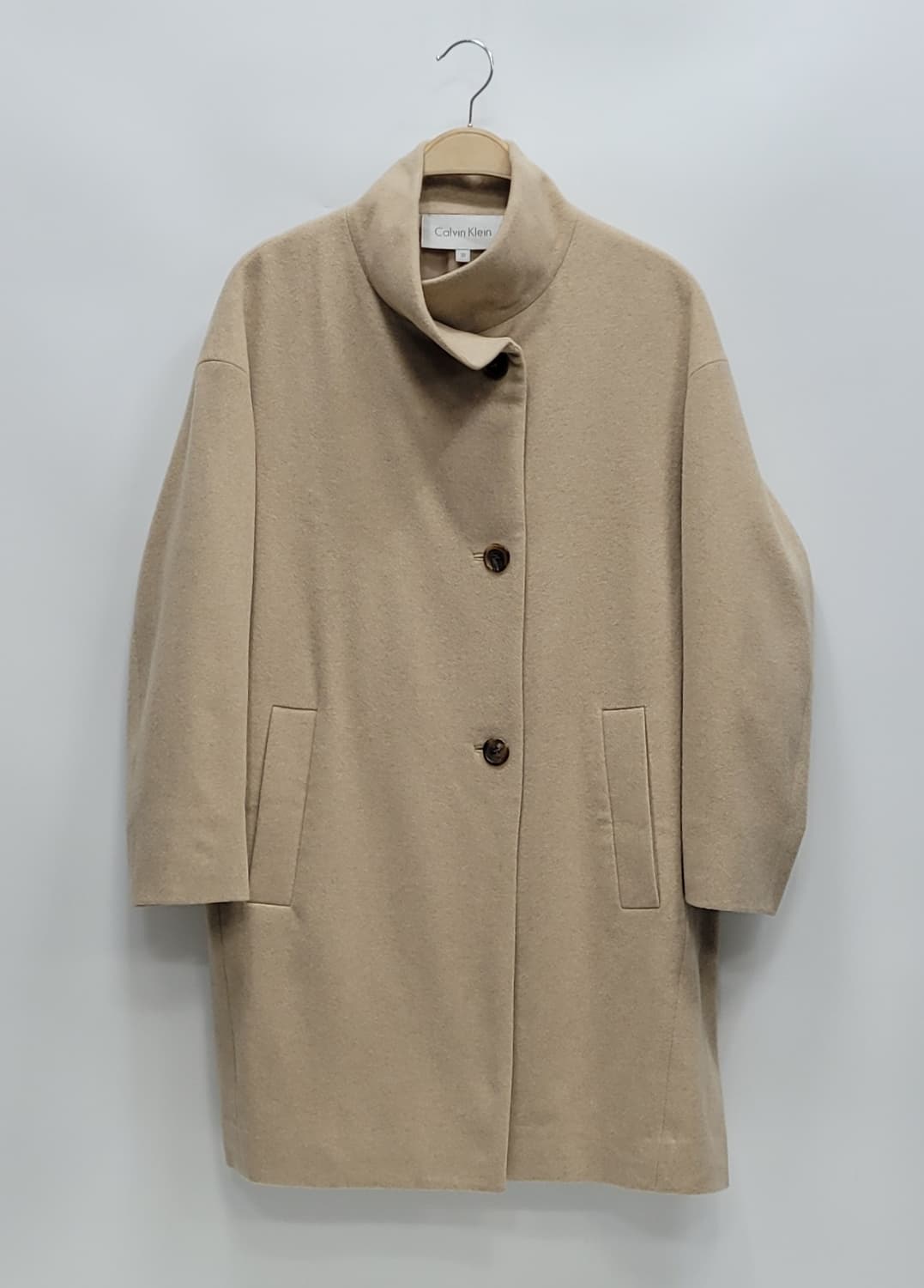 캘빈클라인 하이넥 캐시미어 코트 / 여 38 (82-88-165) 베이지 상품이미지1