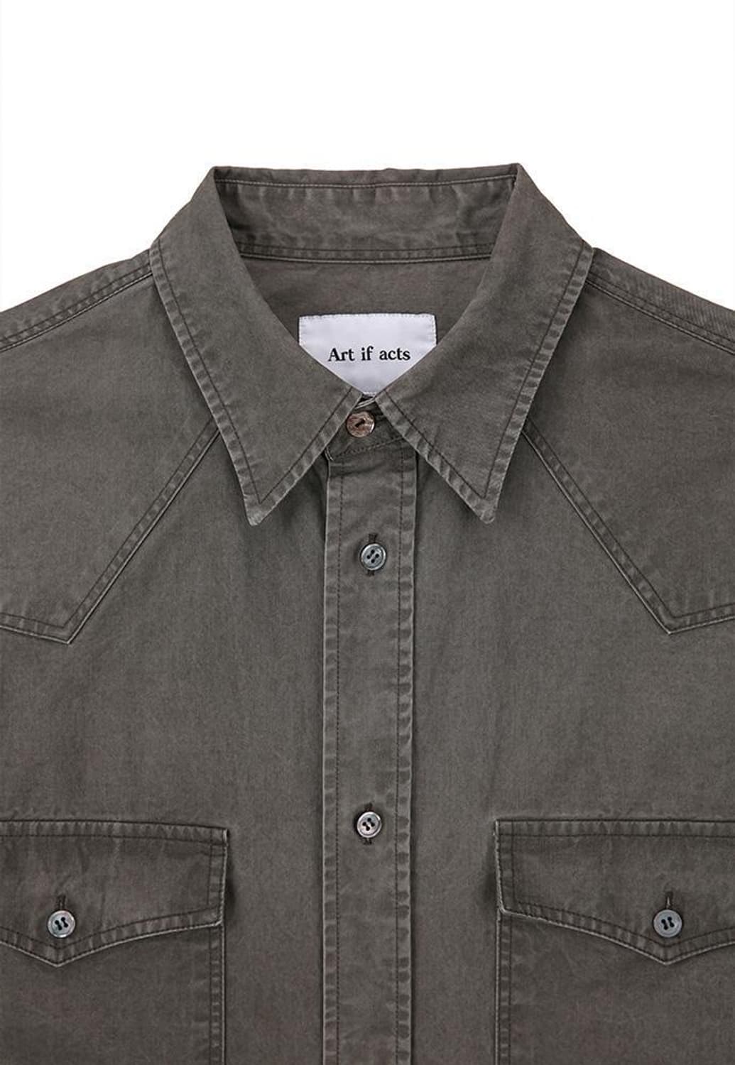 Washed Western Shirt_Moss Grey - XL 상품이미지5