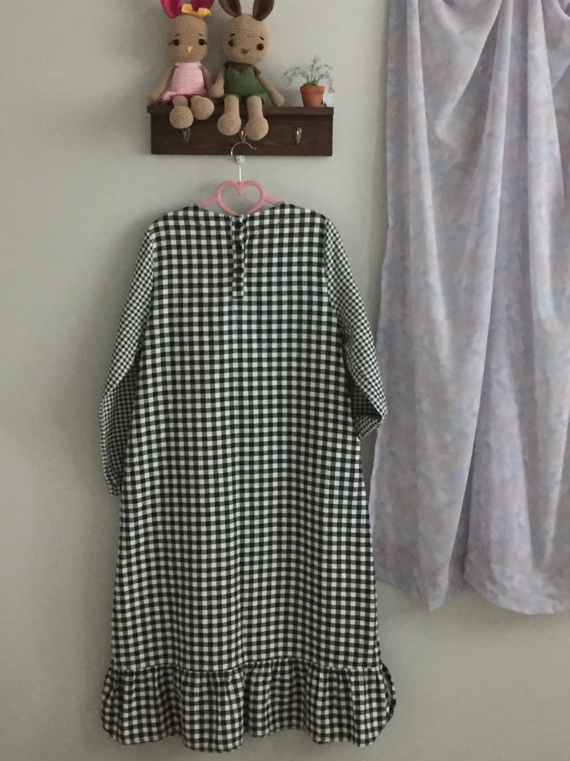 둥근 카라 체크 원피스 상품이미지2