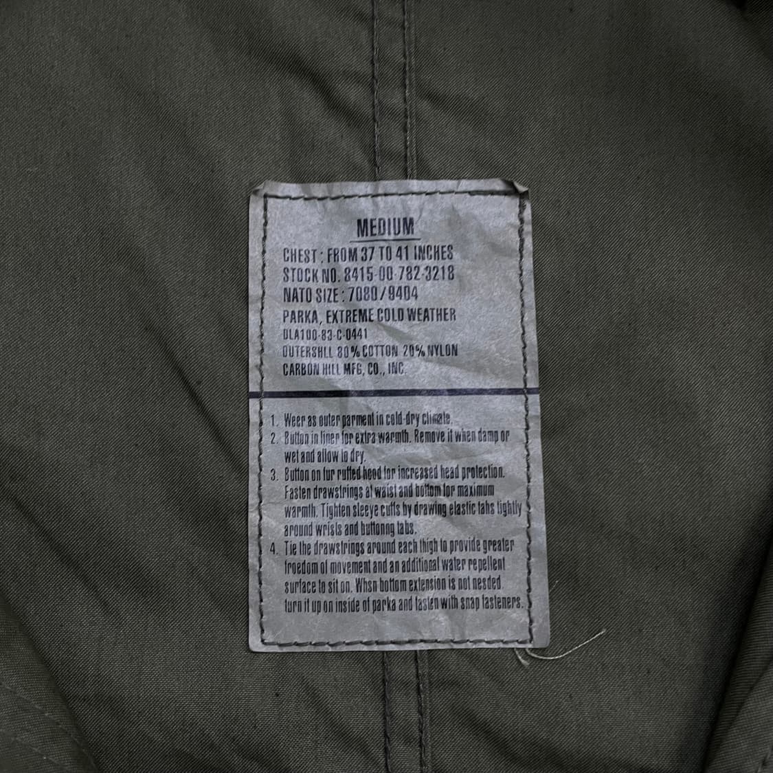 M-65 피쉬테일 오리지널 개파카 카키 상품이미지5