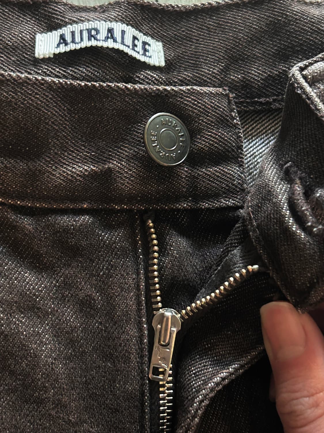 Auralee 하드 트위스트 데님팬츠 브라운 상품이미지4