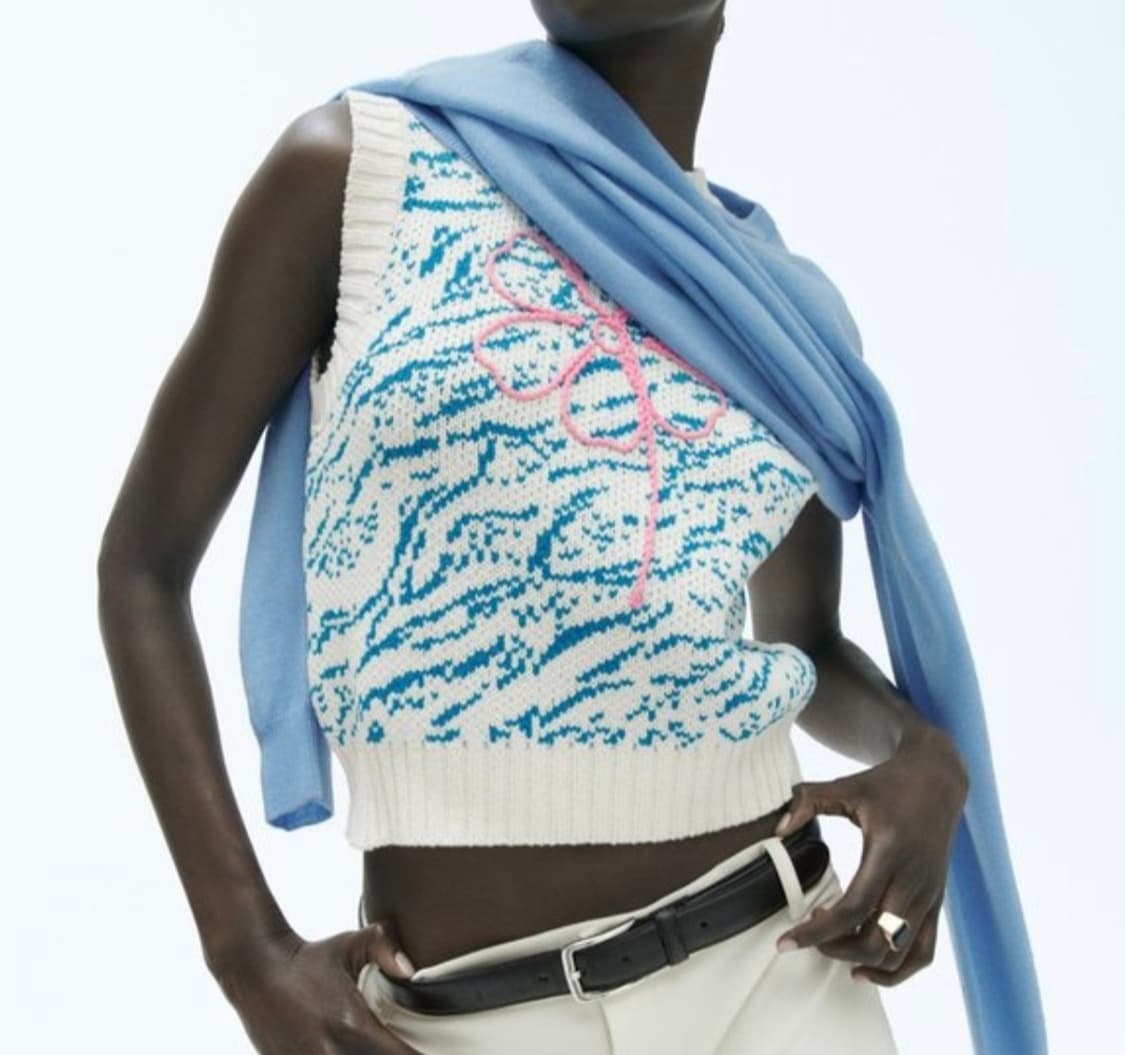 [S]자라 플라워자수 니트 베스트 상품이미지1