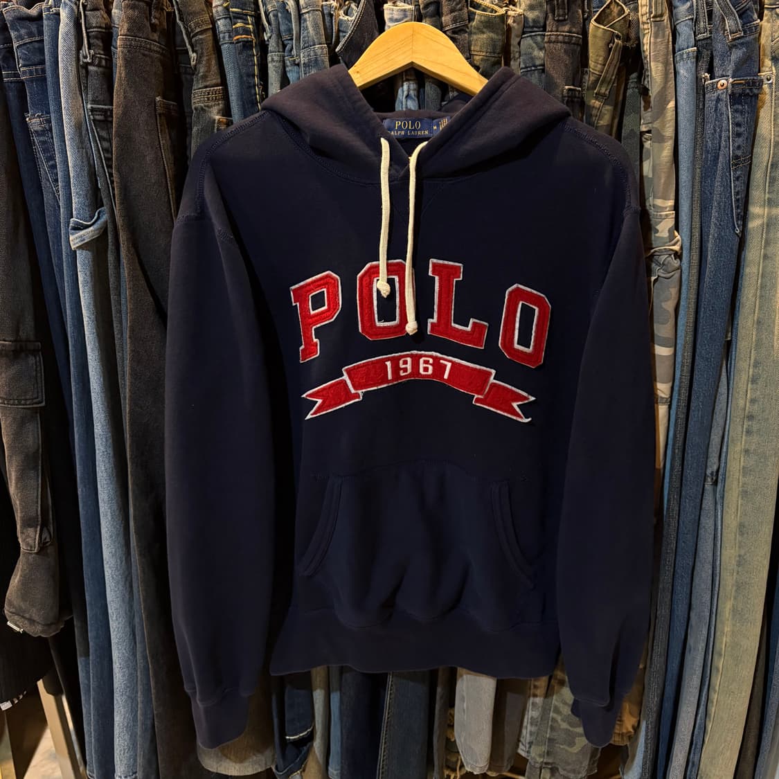 폴로 스펠로고 네이비 후드 상품이미지3