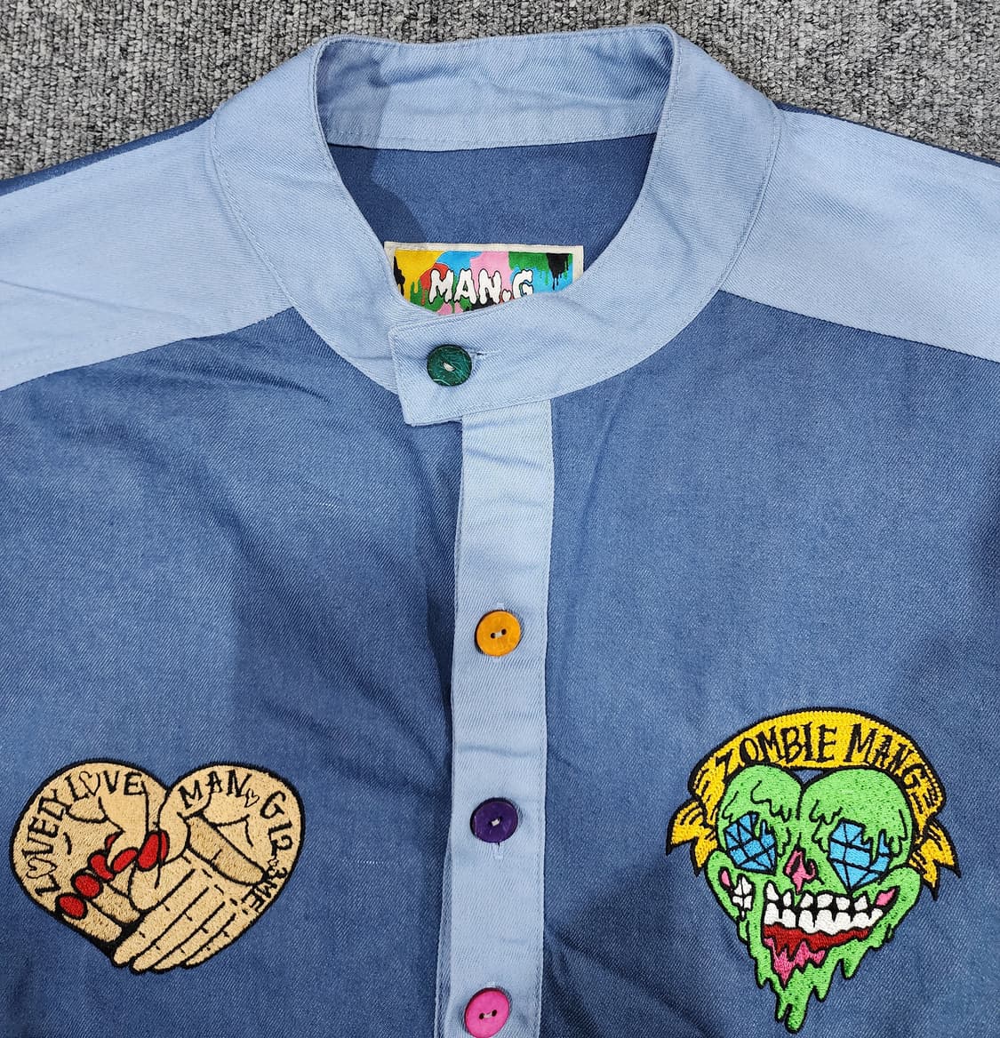 그라피스트만지 Man G 자수 하프단추 셔츠 F 상품이미지3