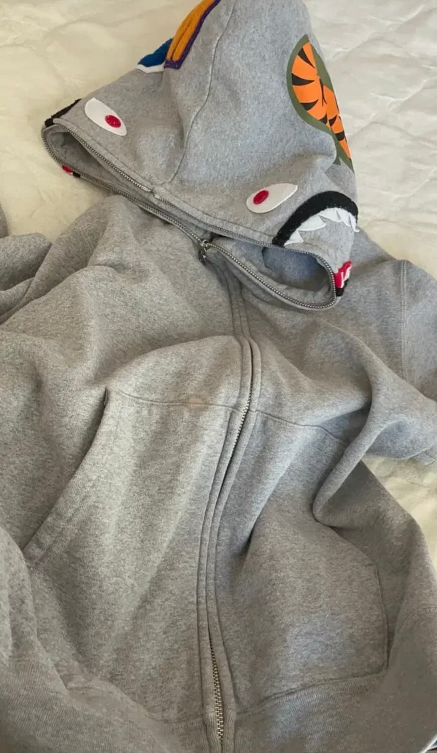 베이프 샤크 후드집업 그레이 L 상품이미지2