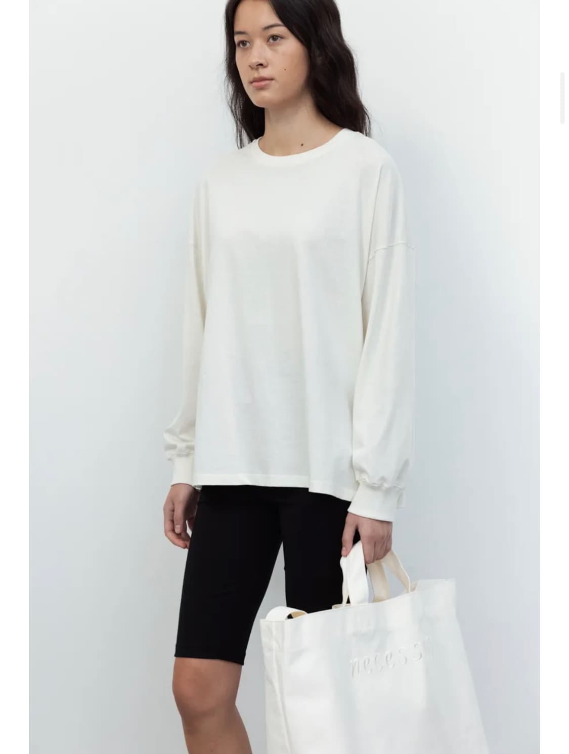 네세서리 긴팔 티셔츠 cotton long sleeve 화이트 white 상품이미지1