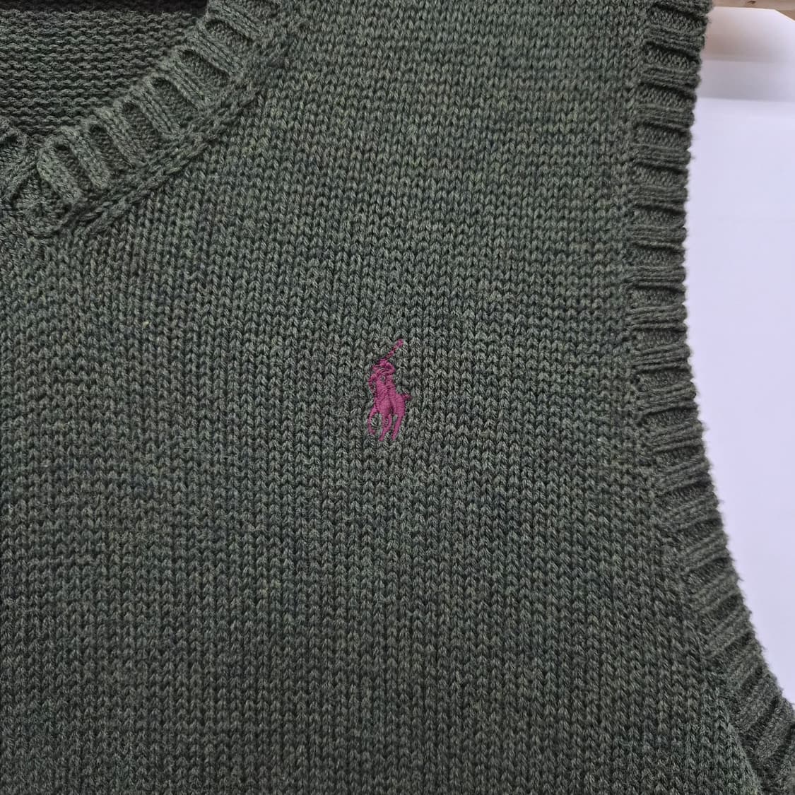 폴로 랄프로렌 브이넥 니트 베스트 그린 남여공용 M 상품이미지3