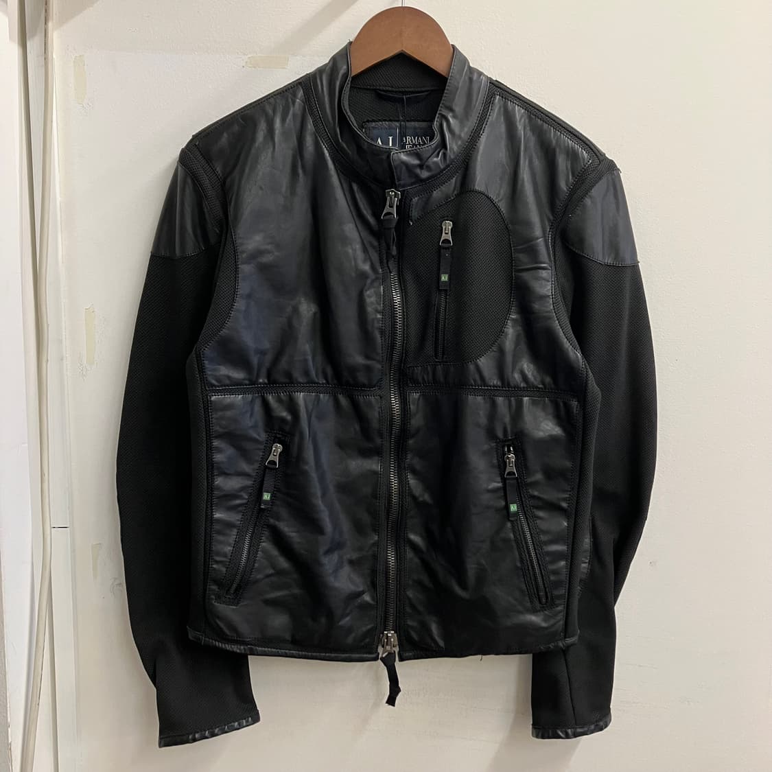 N87 알마니 아르마니 메쉬 가죽 레더 바이커 자켓 상품이미지1
