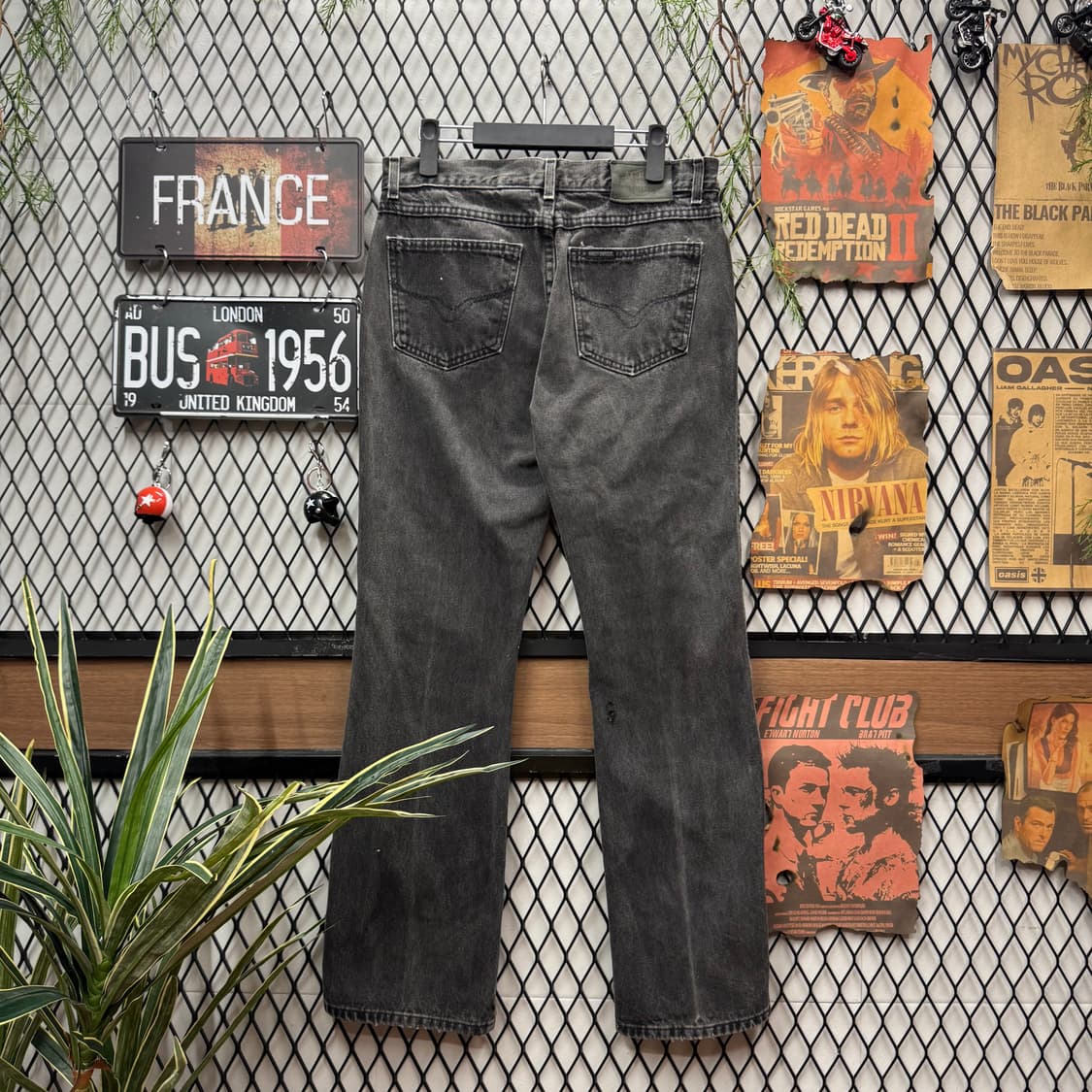 00s 할리데이비슨 데님 팬츠 포켓 로고 포인트 흑청 상품이미지2