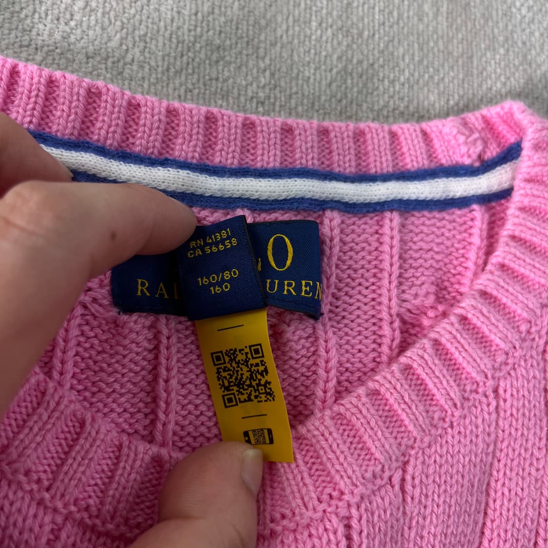 95 폴로 랄프로렌 신형라벨 핑크 꽈배기 니트 상품이미지4