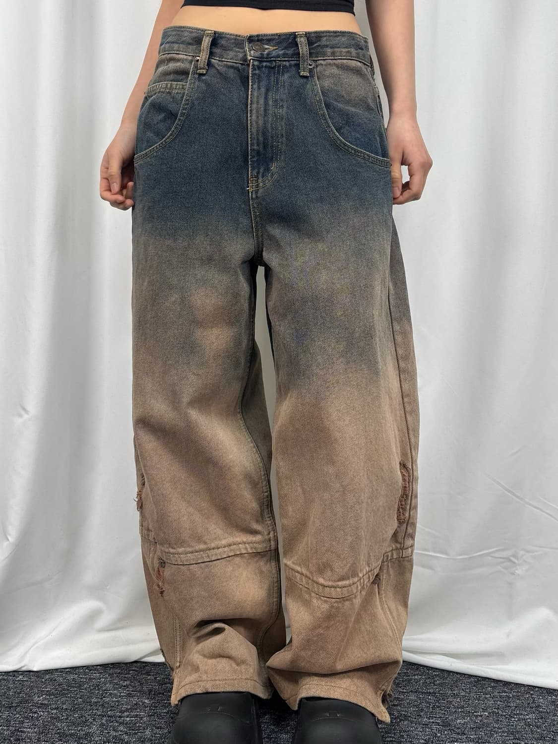 마뗑킴 그라데이션 브러쉬 데님 팬츠 상품이미지2