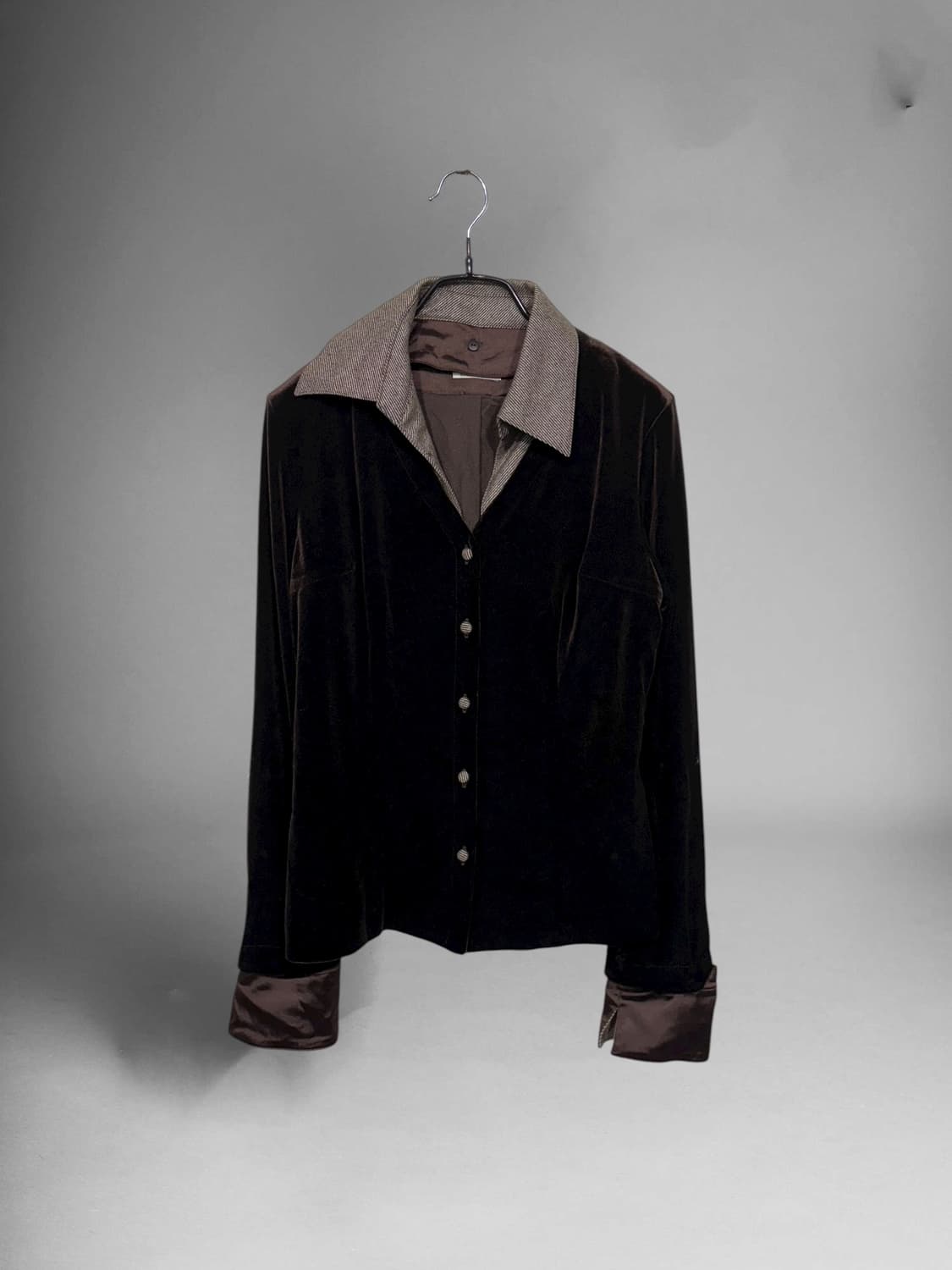 LA.SUMER mixed fabric velvet shirt  상품이미지1