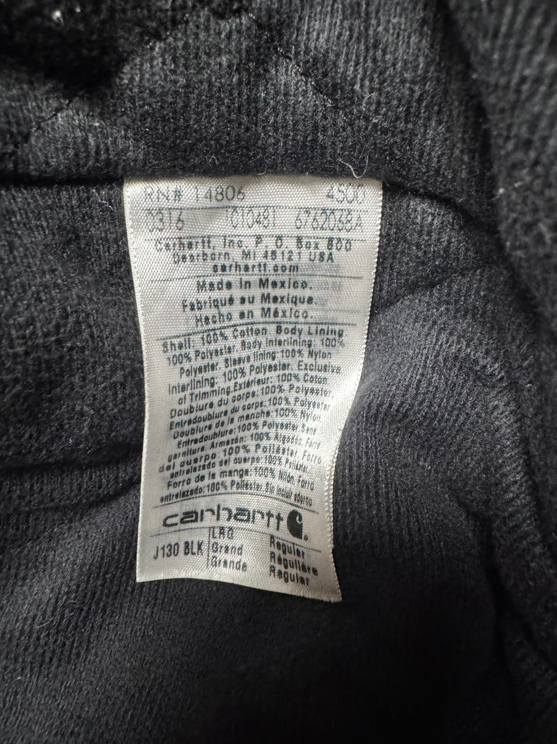 칼하트 j130 블랙 라지 판매합니다 상품이미지5