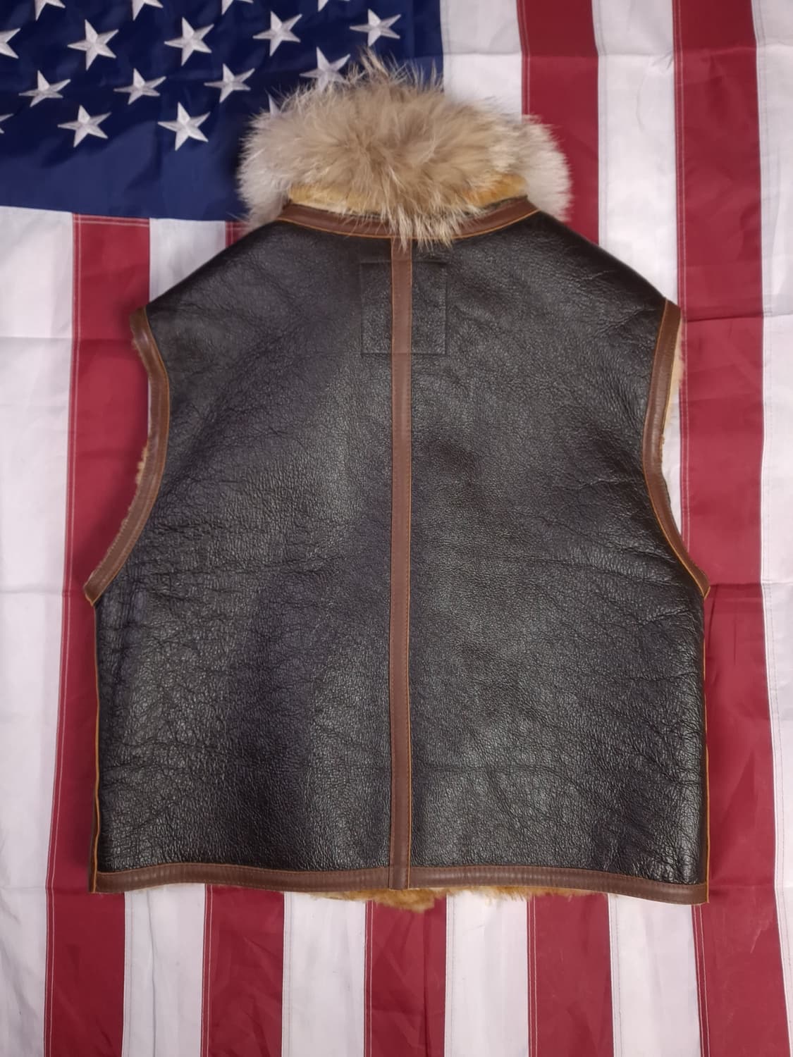 새제품 오리지날 알파사 WW2 미공군 B-7 리얼레더 항공 무스탕 베스트 상품이미지9