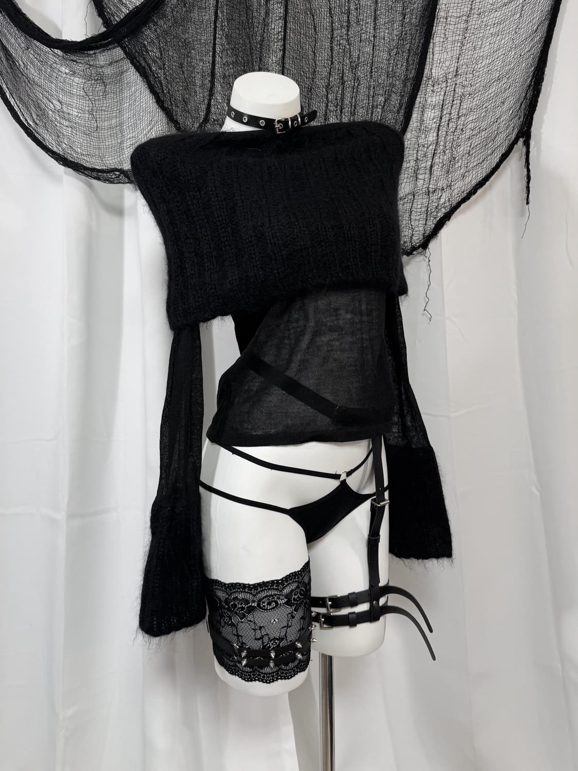 fur see through off shoulder top 상품이미지3