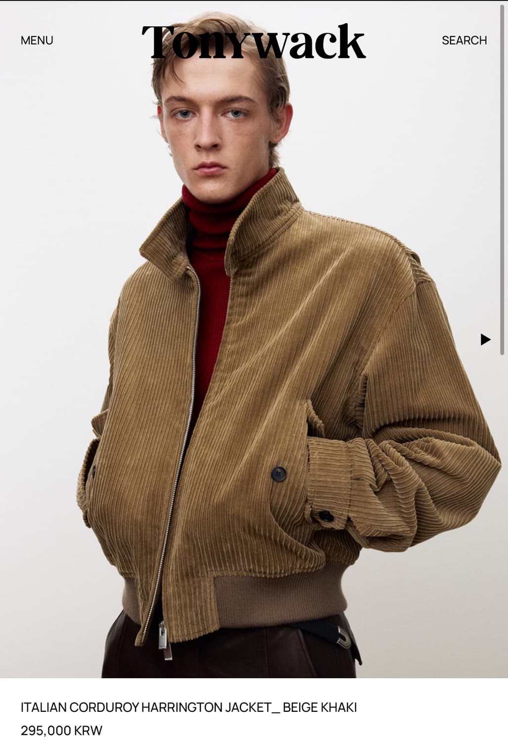 토니웩 이탈리안 코듀로이 해링턴 베이지 카키 l,xl 상품이미지1