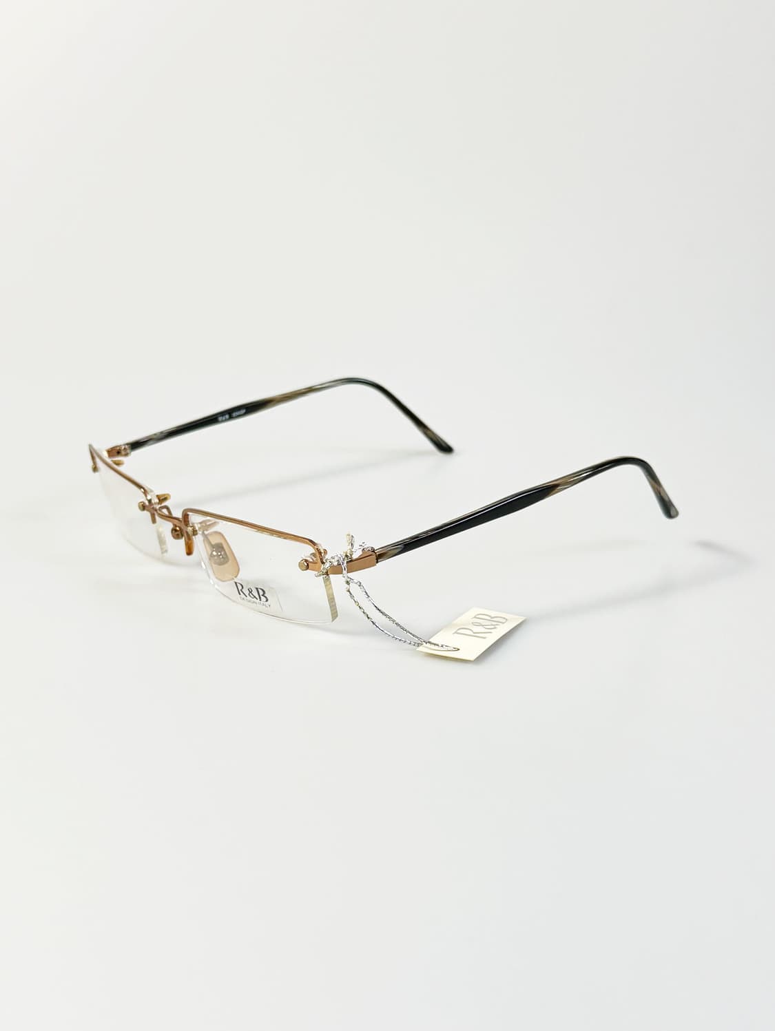 R&B EYEWEAR 골드 반무테 스퀘어 메탈 빈티지 안경 상품이미지3