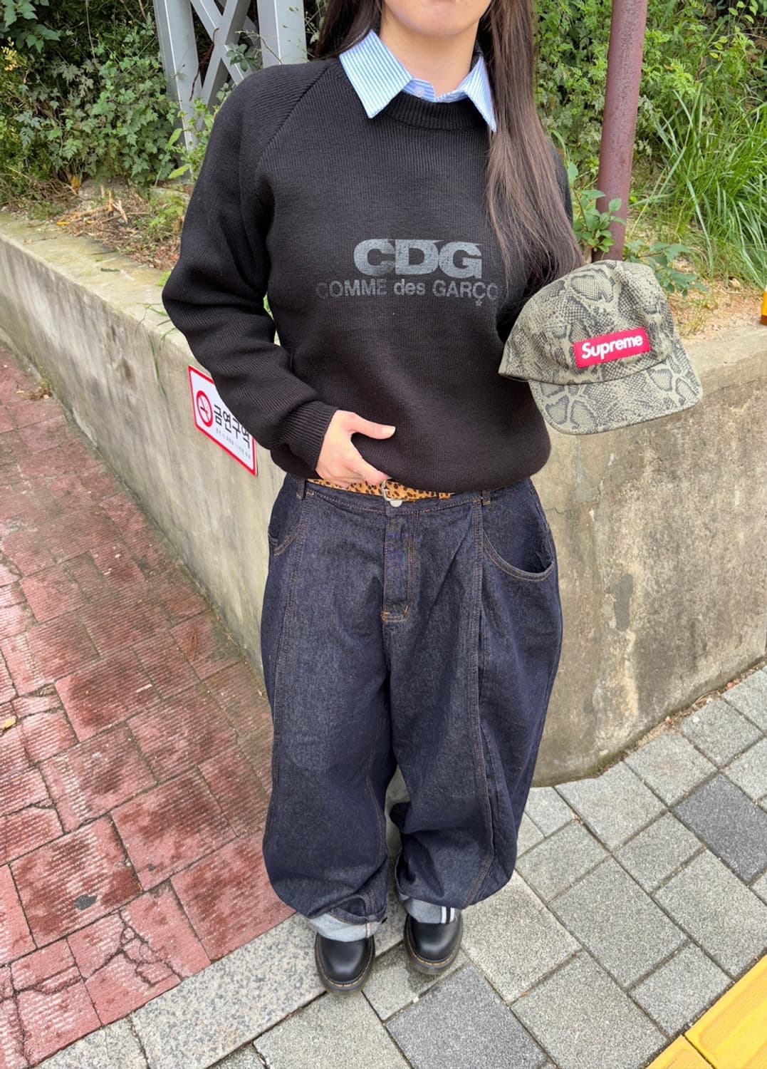 CDG 라운드넥 풀오버 니트 블랙 상품이미지4