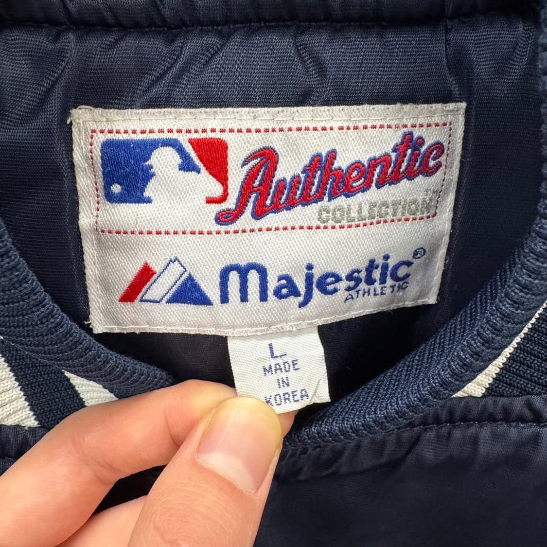 00s 마제스틱 X 양키스 바시티자켓 MLB 어센틱 네이비 상품이미지6