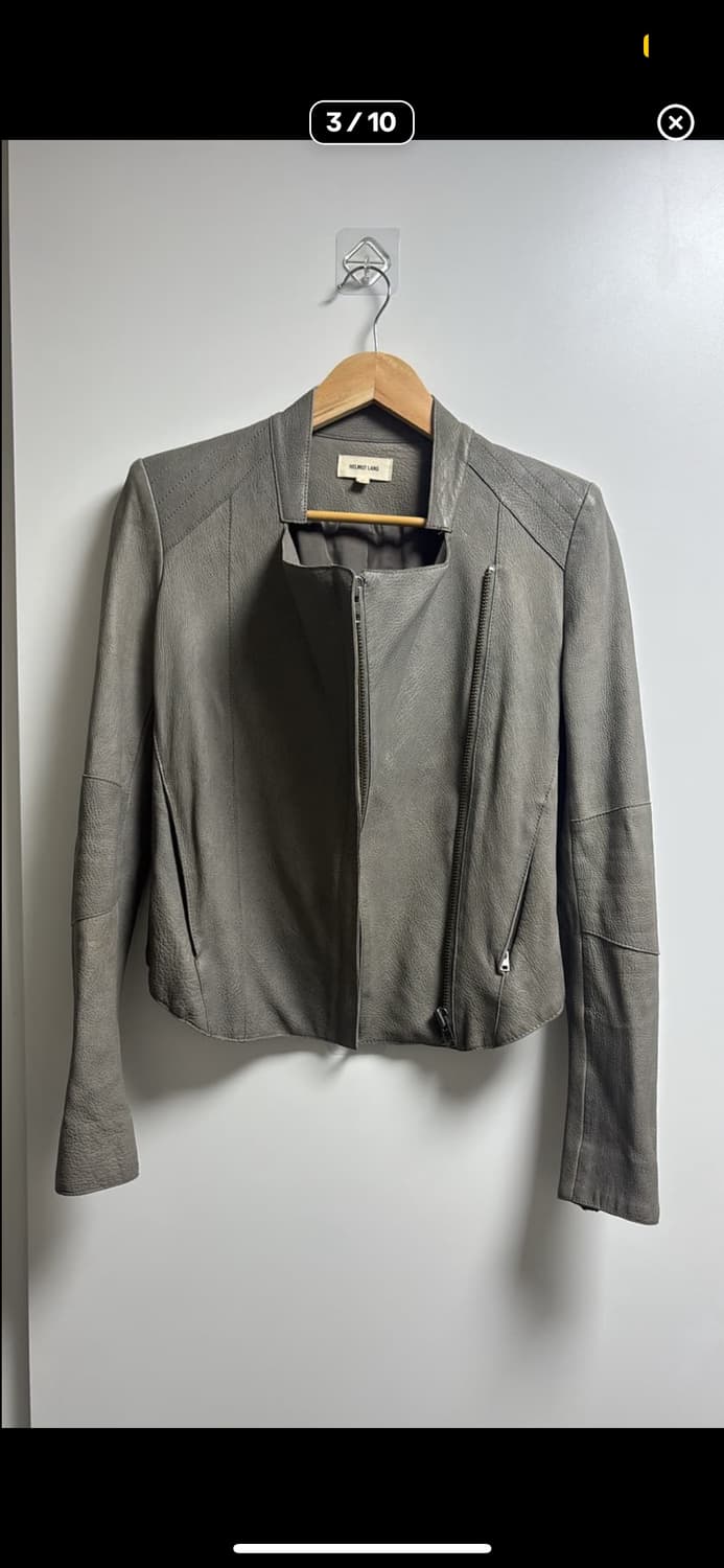 헬무트랭 그레이 램스킨 라이더 자켓 상품이미지3