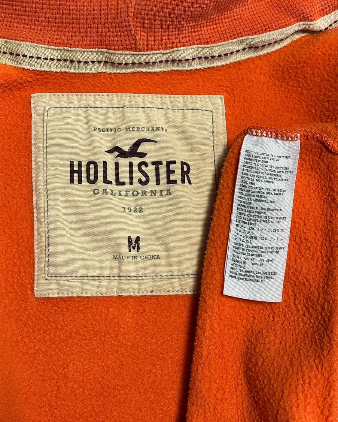 홀리스터 기모 후드집업 오렌지 상품이미지7