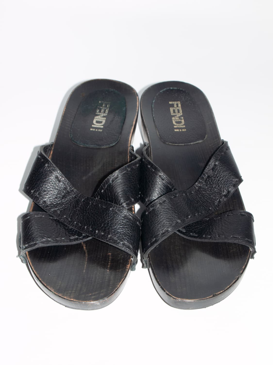 Leather Upper Wood-sole Clogs 상품이미지2