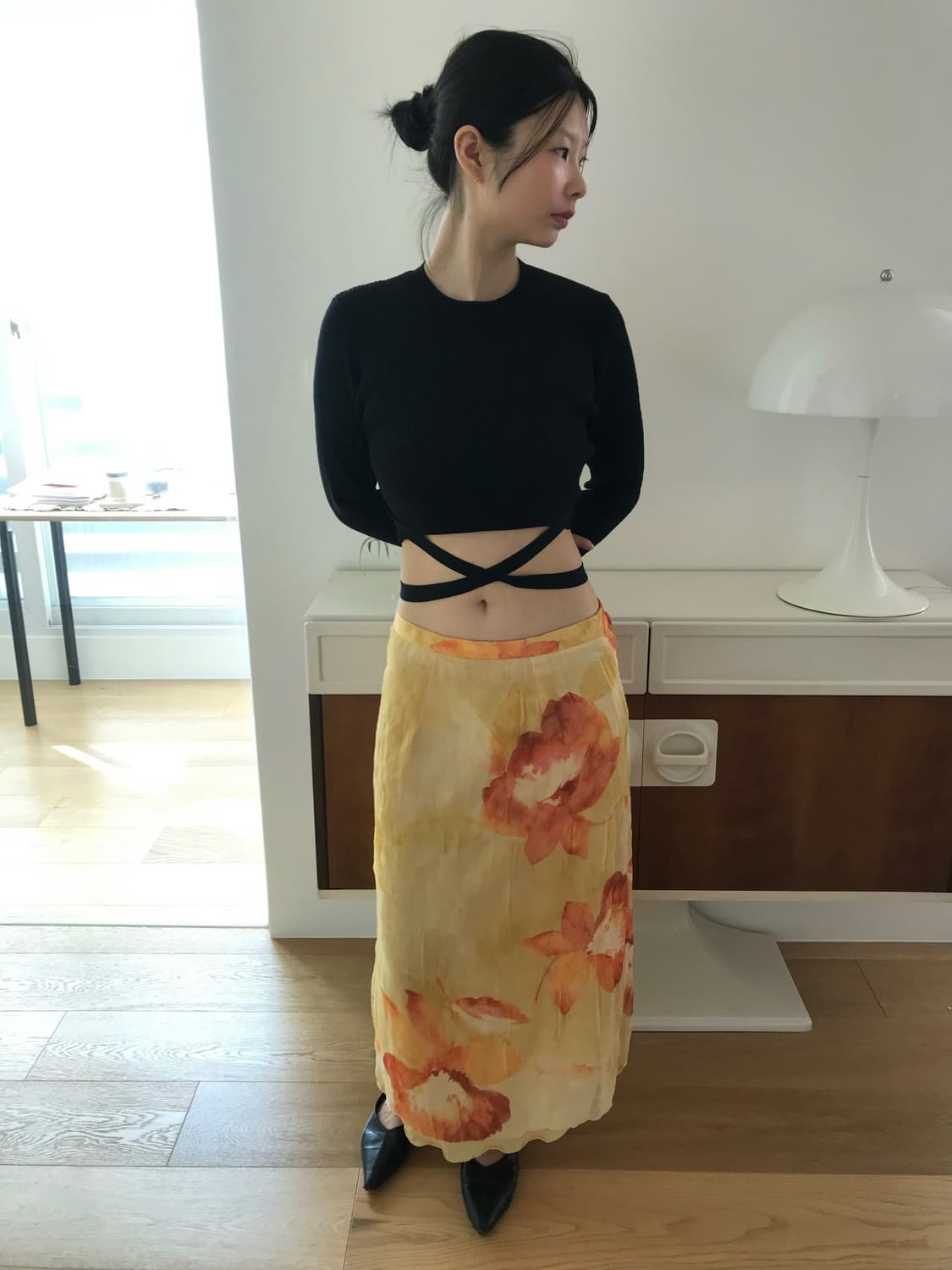 vintage flower pattern skirt (26inch) 상품이미지4