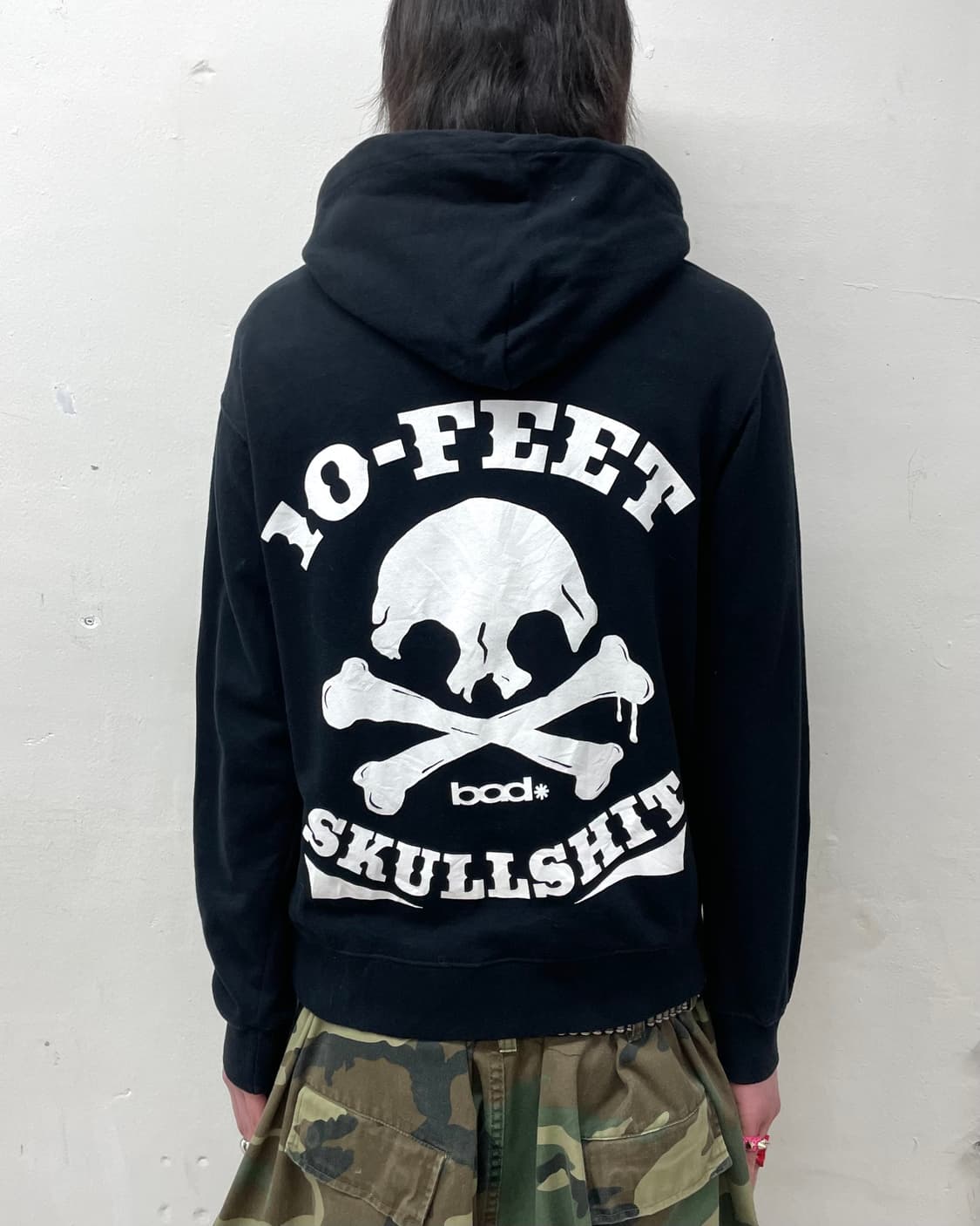 Back Skull Black Hooded Zip-Up 상품이미지1