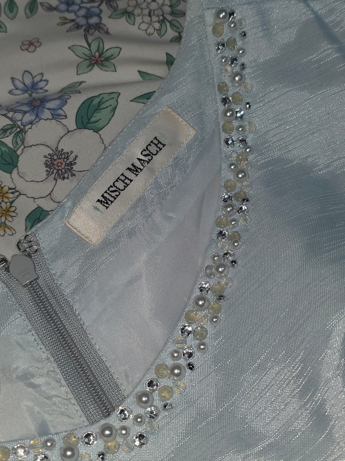 일본빈티지)베이비블루 히메갸루 비즈새틴러플미니원피스핀터깔파티댄스연주회대회 상품이미지4