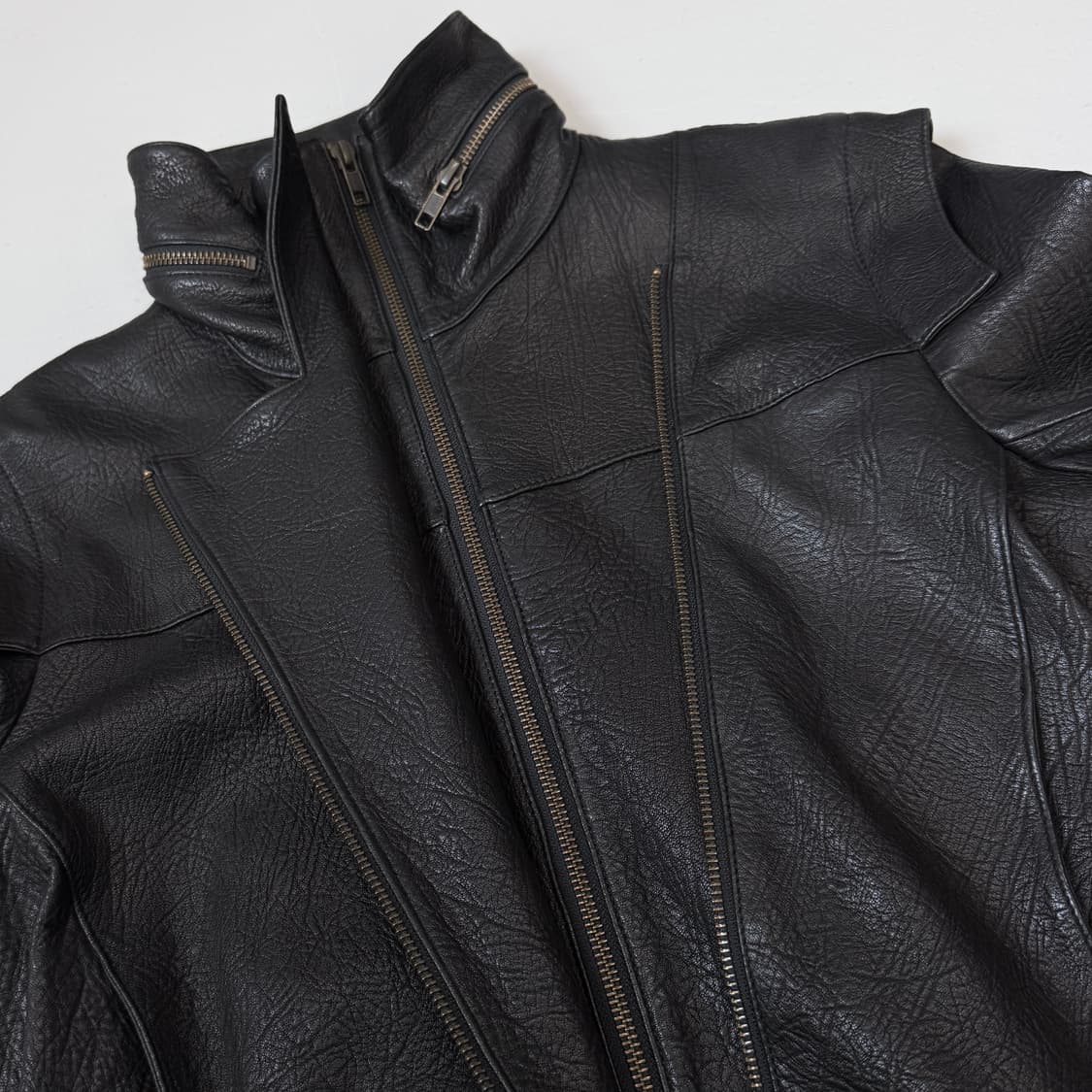 띠어리 리얼레더 사선 락시크 펑크 릭오웬스맛 양가죽 자켓 상품이미지5