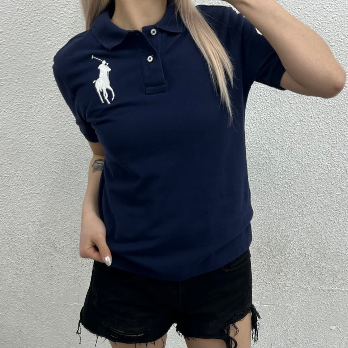 폴로 랄프로렌 화이트 빅포니 네이비 pk 반팔 M 상품이미지1
