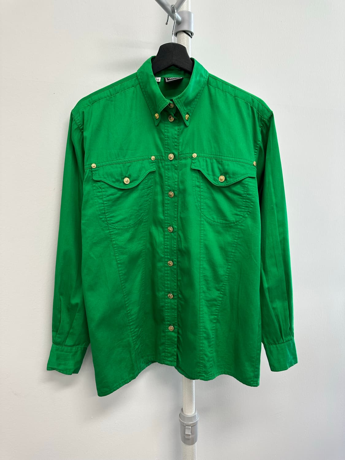 베르사체 금장버튼 디자인 그린 셔츠 상품이미지1