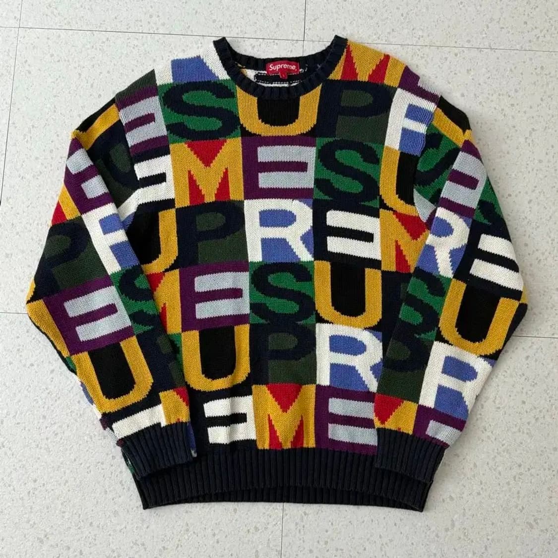 슈프림 18fw 빅 레터 멀티컬러 니트 M 상품이미지1