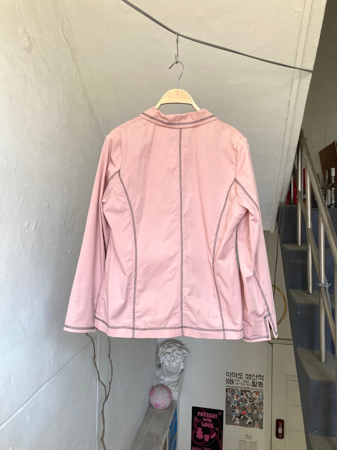 y2k 머드핑크 스티치 코튼 간절기 자켓 상품이미지5
