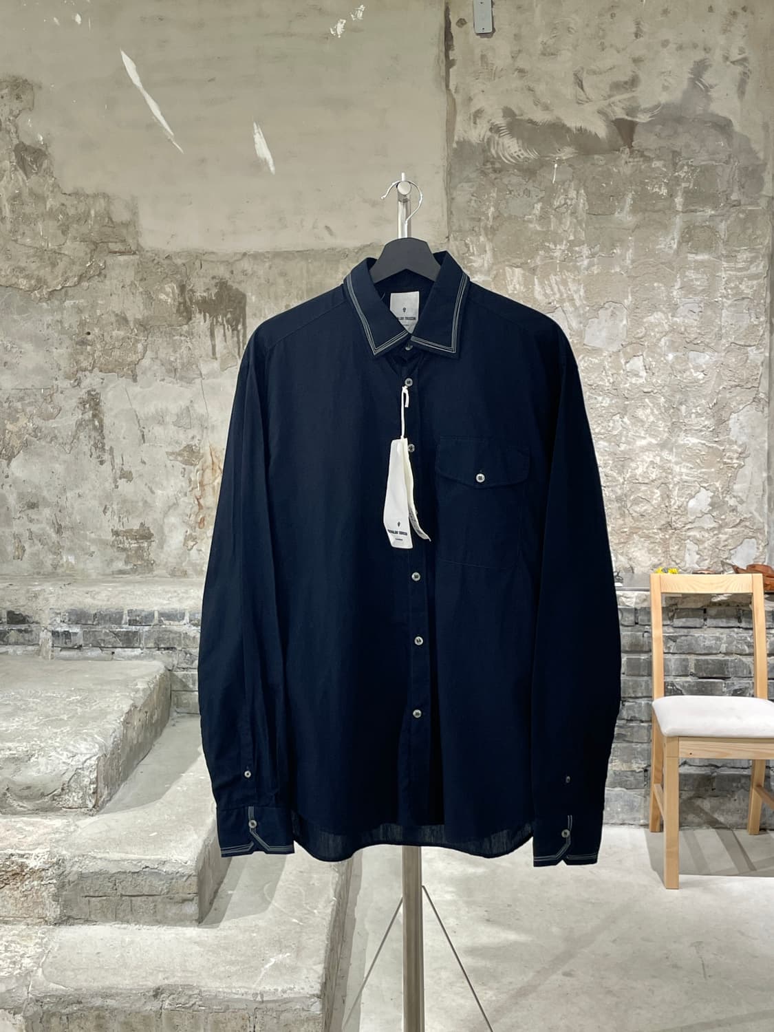 오스발도 트루키 다크 네이비 원 포켓 코튼 셔츠 상품이미지1