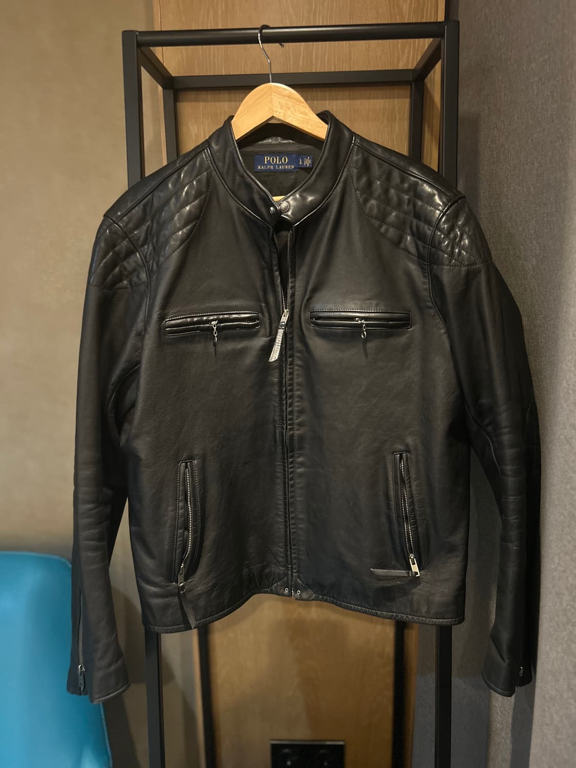폴로 랄프 로렌 카우 레더 모토 레이서 자켓 L 상품이미지1