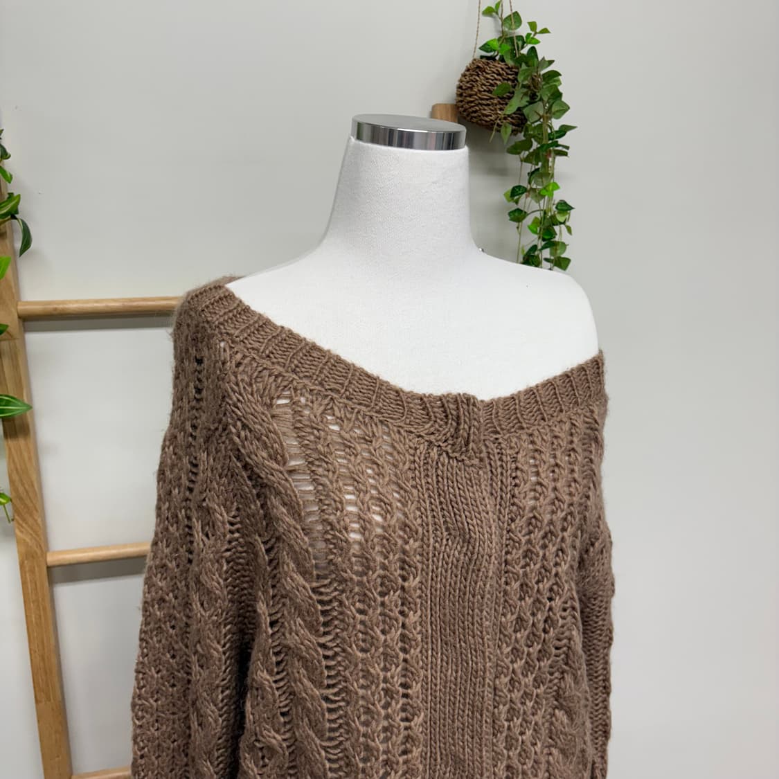 earth music 얼스뮤직/ 케이블가디건 브라운가디건 라떼가디건 상품이미지4