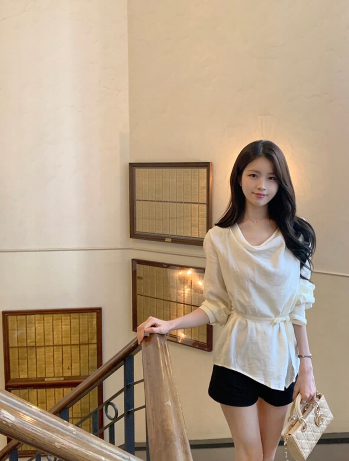 퍼빗 잔느 드레이프 랩 리본 블라우스 여성 블라우스 상품이미지3